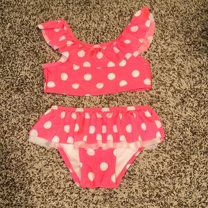 Toddler Girls 3T Cat & Jack florescent Pink polka dot bikini